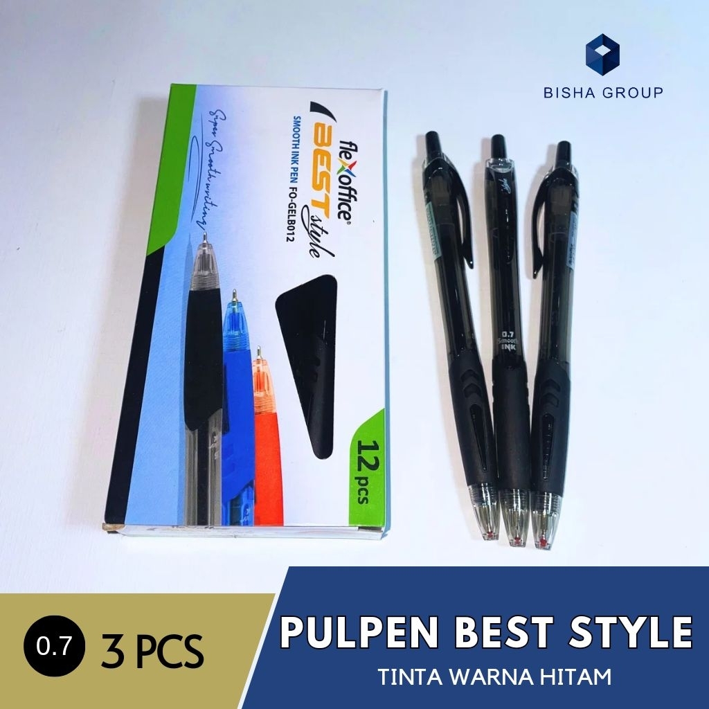 

(3 PCS) Pulpen Gel Beststyle Flexoffice 0.7 mm