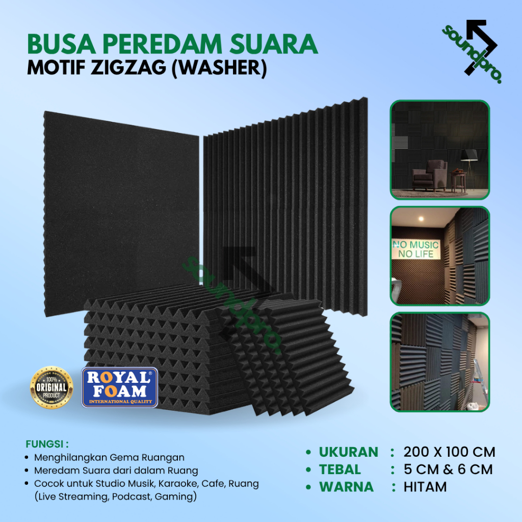 BUSA PEREDAM SUARA MODEL ZIGZAG 200X100 CM | BUSA PEREDAM SUARA RUANGAN KAMAR | BUSA ROYAL FOAM