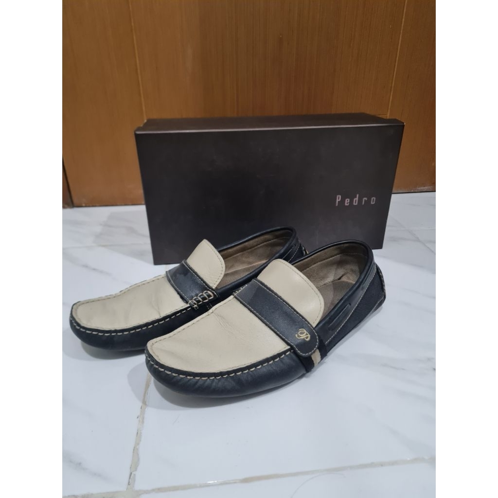 Sepatu Pria Casual Loafer Shoes Pedro Original Size 41 Cream Brown Black Moccasin