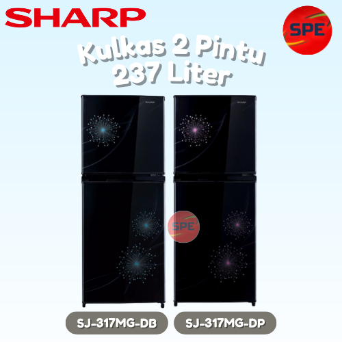 KULKAS 2 PINTU SHARP KAPASITAS 237 LITER SJ-317MG-DB/DP GARANSI RESMI (MEDAN)