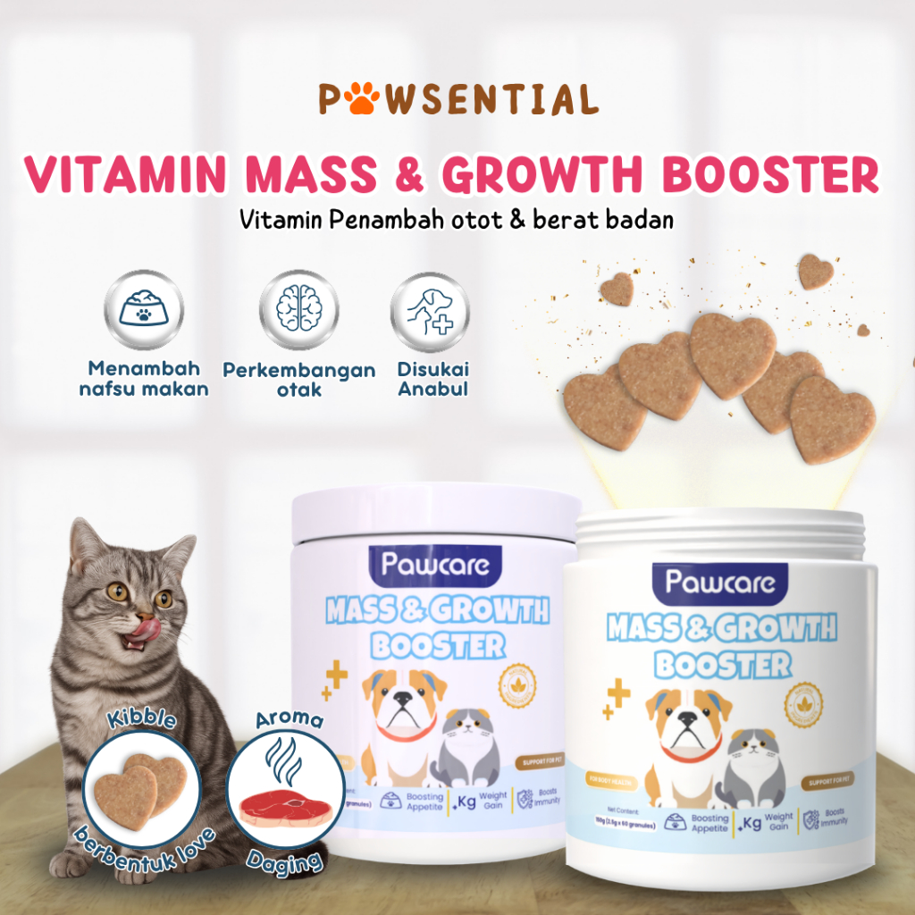 Pawsential Vitamin Bulu Kucing Anjing – Penumbuh Bulu, Obat Jamur & Skabies, Atasi Rontok & Gatal | 