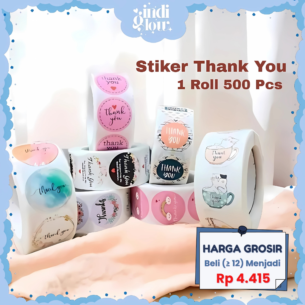 

IG Stiker 1 Roll Isi 500 Pcs Thank You Label Bulat Ucapan Untuk Packing Makanan Box Stiker Motif