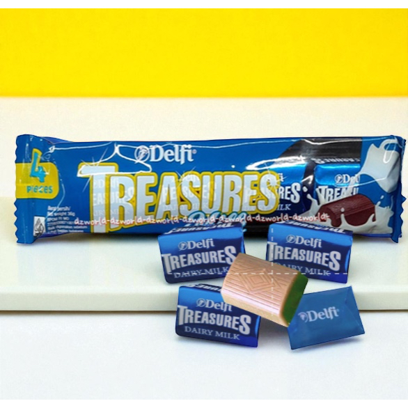 

Delfi Treasures Milk Isi 4pcs Coklat Susu Treasurur Delvi Cokelat Wafer Biru Treasure Chocolate