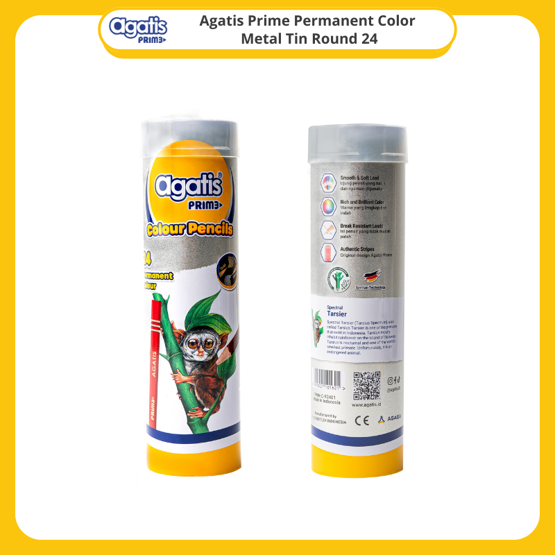 

Pensil Warna AGATIS PRIME 24 Warna PERMANENT COLOUR PENCIL Kemasan Kaleng