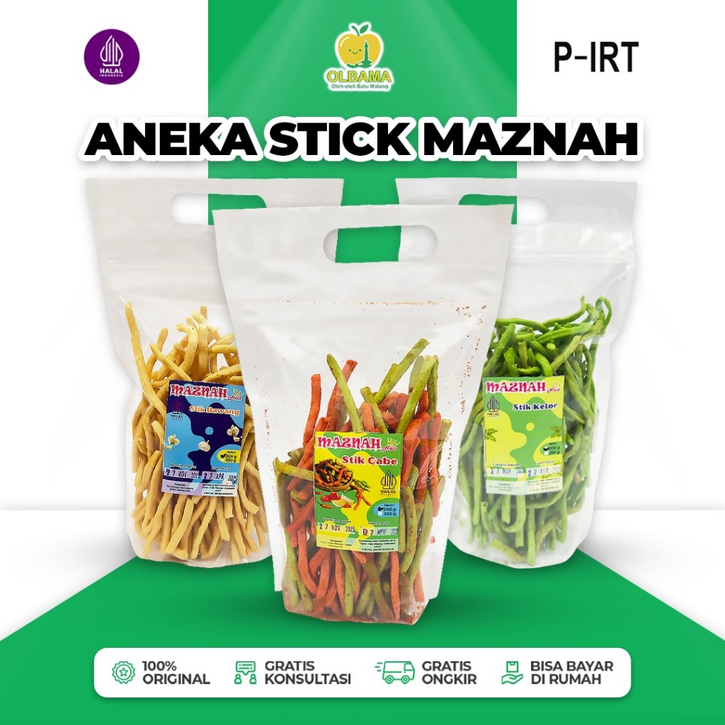 Aneka Stik Rasa Bawang / Cabe / Kelor 200gr Oleh Oleh Khas Batu Malang | Camilan Stick Gurih Renyah
