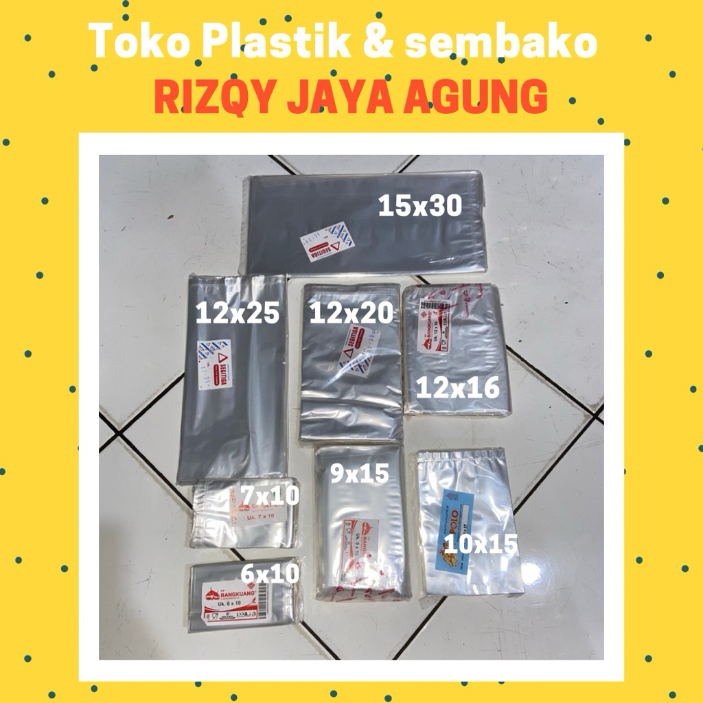 Plastik PP laundry, kripik, kaca, bening, roll uk  6x10 7x10 8x12 8x15 8x20 9x20 12x25 15x30 9x15 10