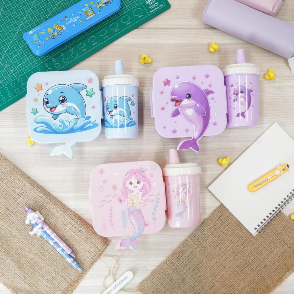MOJIBOX -  LUNCH BOX + TUMBLER LUCU KARAKTER - LUNCH SET TEMPAT BEKAL DAN BOTOL MINUM