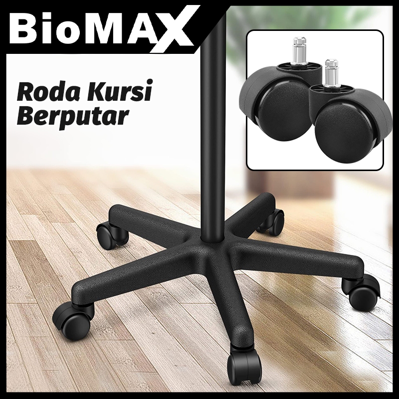 Roda Kursi Kantor Tancap Karet dengan List Putih - Castor / Roda Tancap Kursi Kantor LAPIS KARET