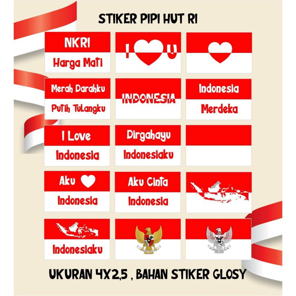 

PROMO...!!! 100 pcs stiker pipi merah putih / stiker kemerdekaan / stiker pipi harga termurah