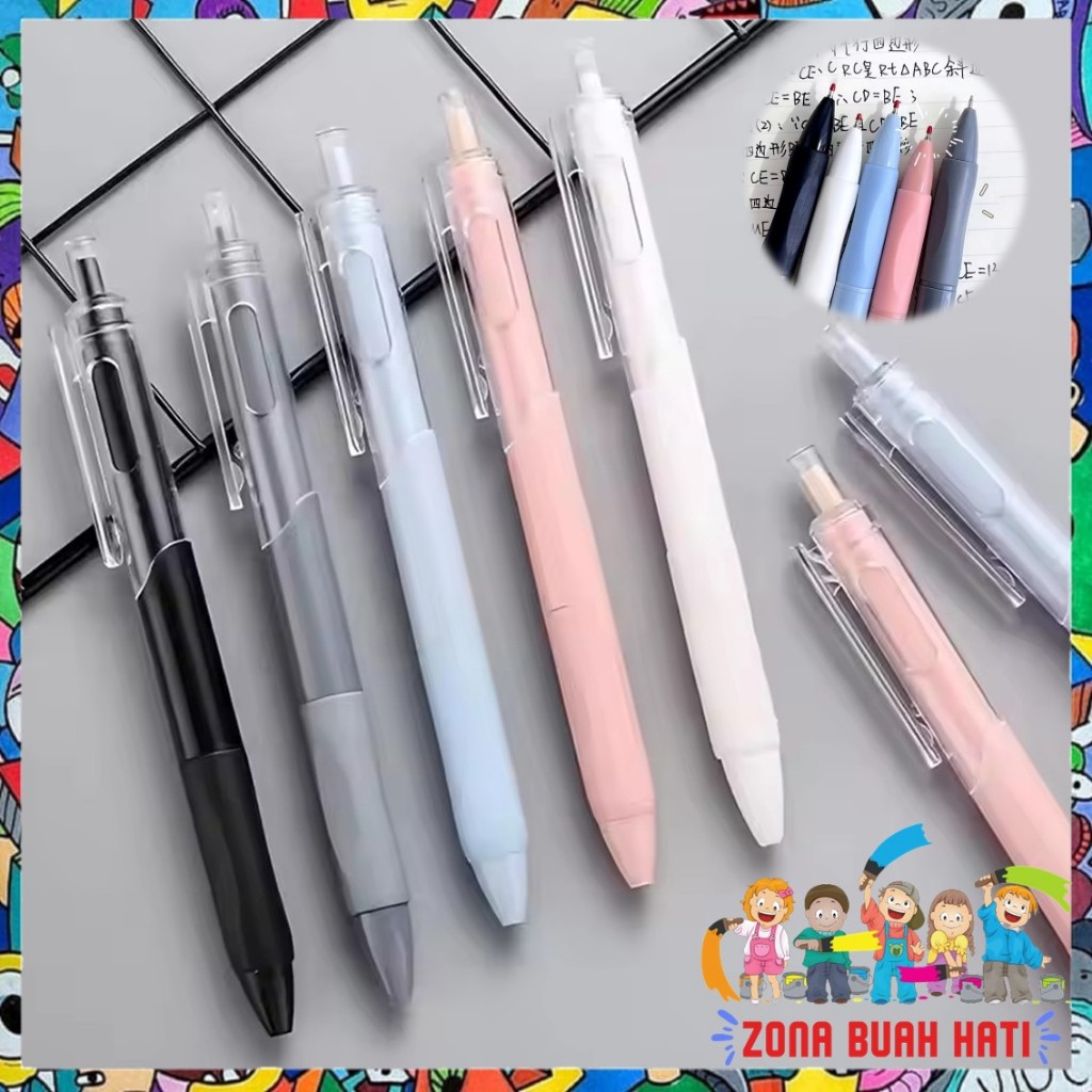 

ZBH Pulpen Gel Retractable 0.5mm Pena Cetekan Warna Polos Tinta Hitam Pena Aesthetic Cepat Kering Pen Tinta Gel Mekanik Ujung Lancip Bolpoin Cetek Alat Tulis Kantor Cute Ballpoint School Stationery ATK Murah