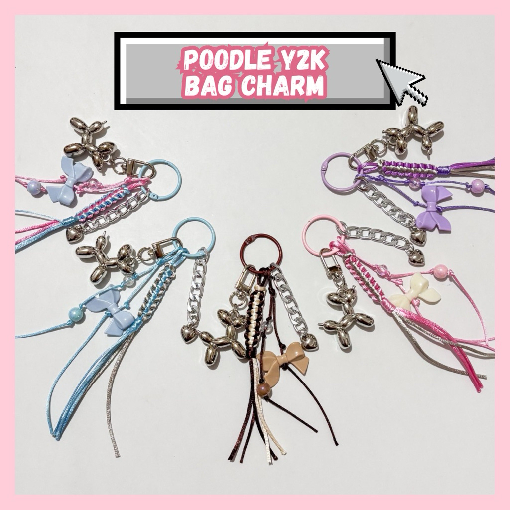 [NEW] SILVER BAG CHARM CHARM KEKINIAN GANTUNGAN KUNCI TAS LUCU ANJING POODLE Y2K STYLE KOREA