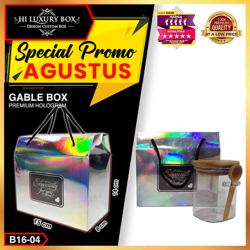 

Box Hologram Kotak Packaging Kue Souvenir Hadiah Gable B16-04