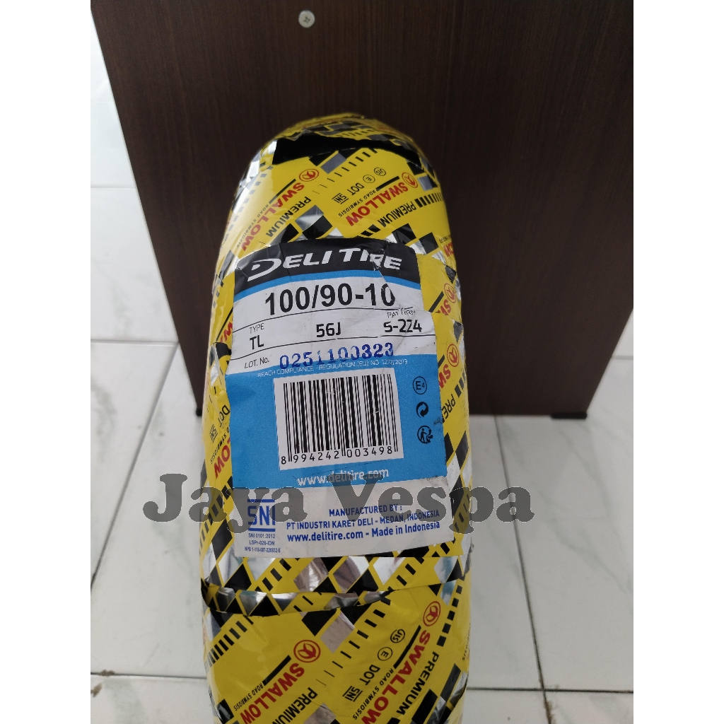 Ban Tubeless Vespa 100/90-10 Ring 10 Merk Swallow