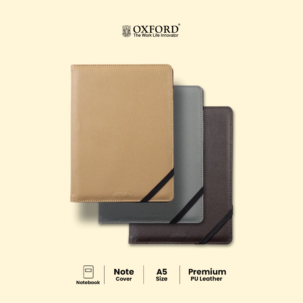 

Oxford Binder Ukuran A5 Cover PU Leather – Cover Elegan, Slot Kartu, Pen Holder, Bisa Isi Ulang
