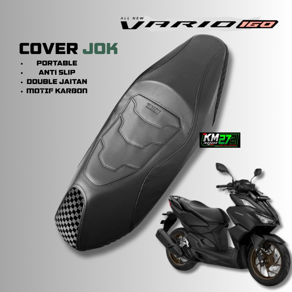 KM272 Sarung Jok Motor Vario 160 Bahan Tebal Mudah Dipasang | Cover Jok Portable Motor Vario 160