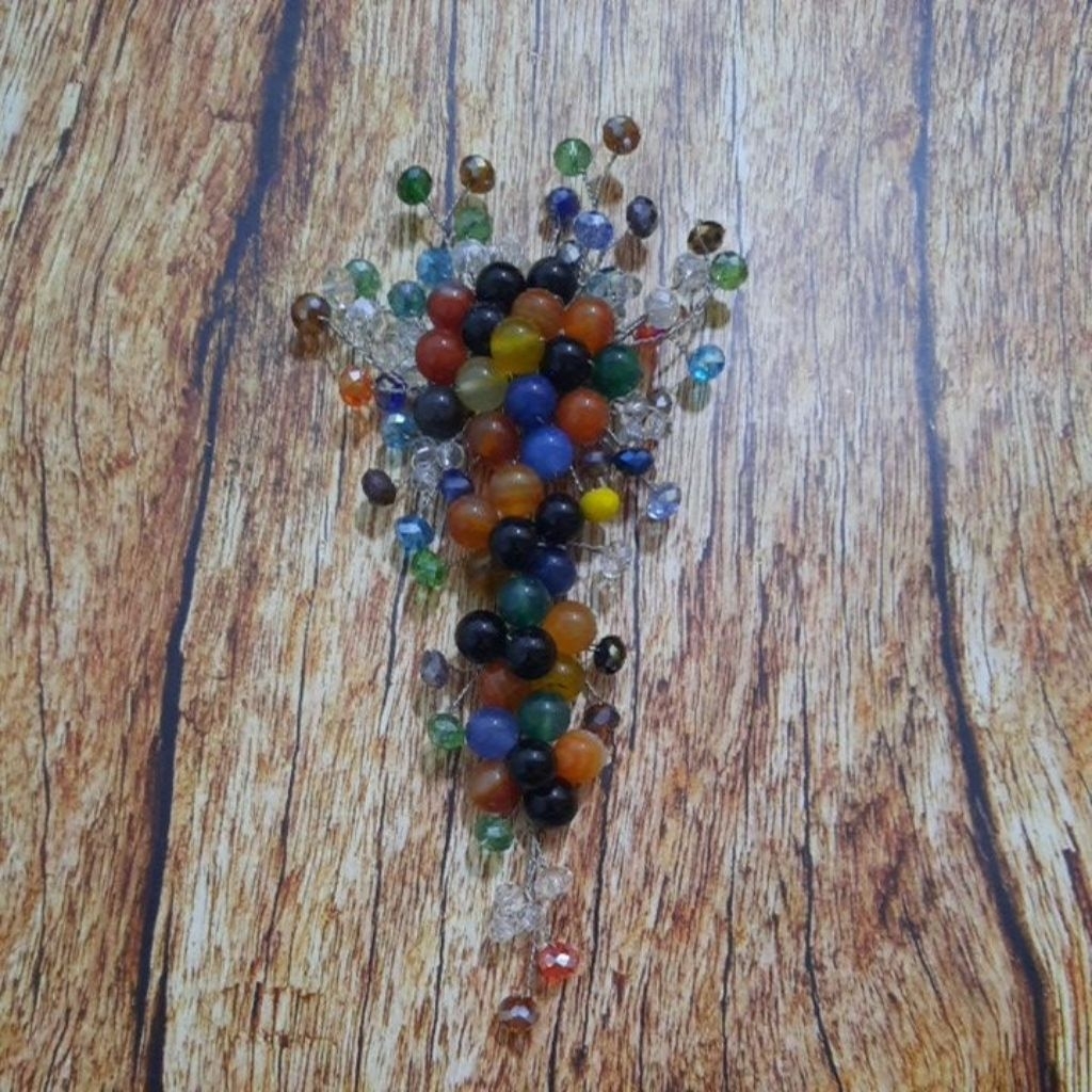 Bros batu agate mix colour batu kristal bros panjang