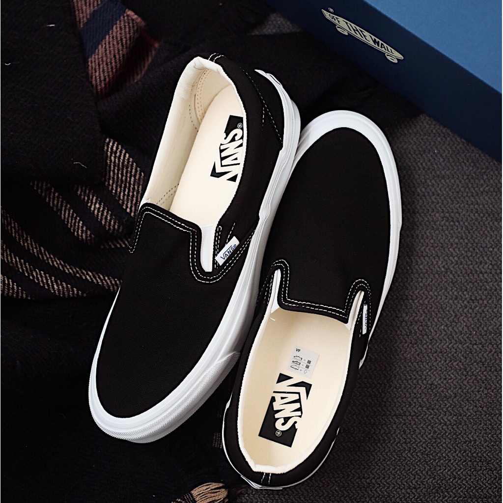 Sepatu Vans Slip On Premium Reissue 98 Black White 100% ORIGINAL RESMI