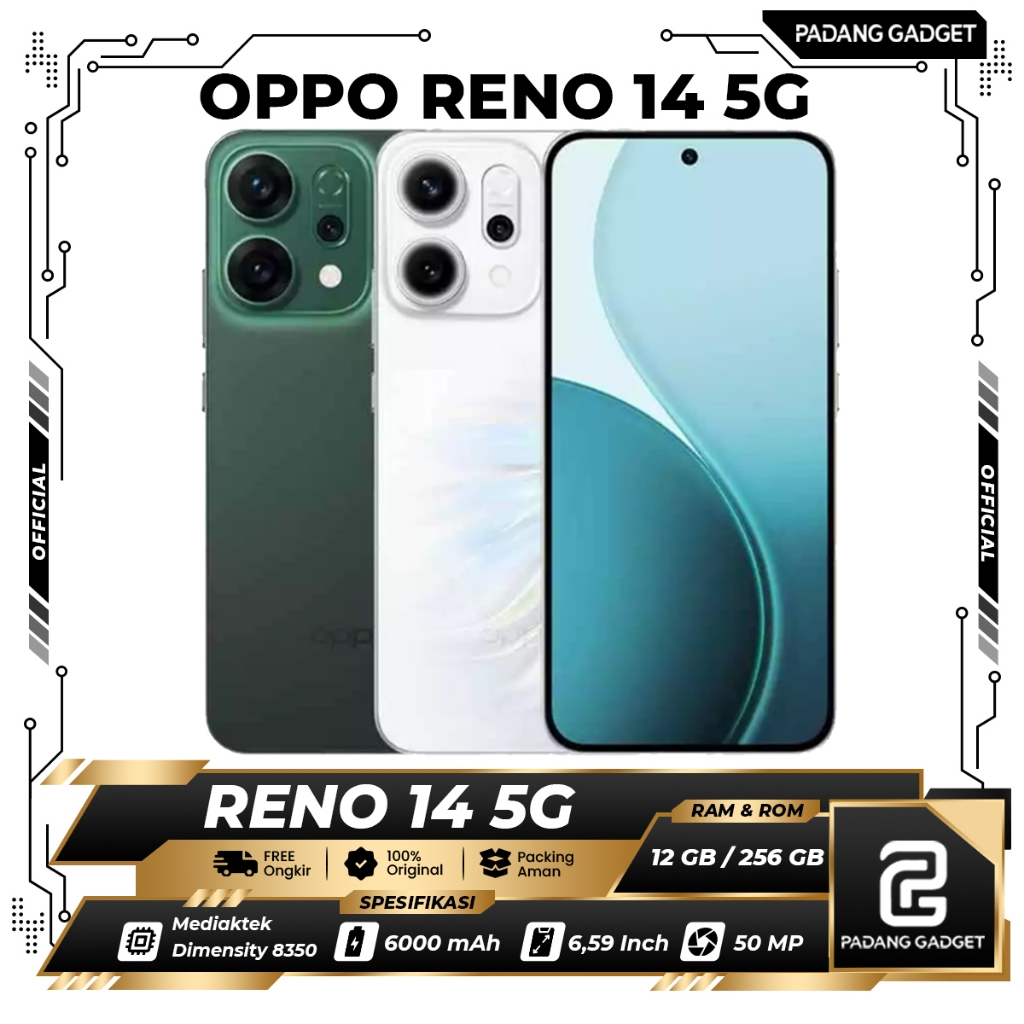 Oppo Reno 14 5G 8/256 GB & 12/256 GB HP Android Original Bergaransi Resmi Oppo 1 Tahun Bisa Instan