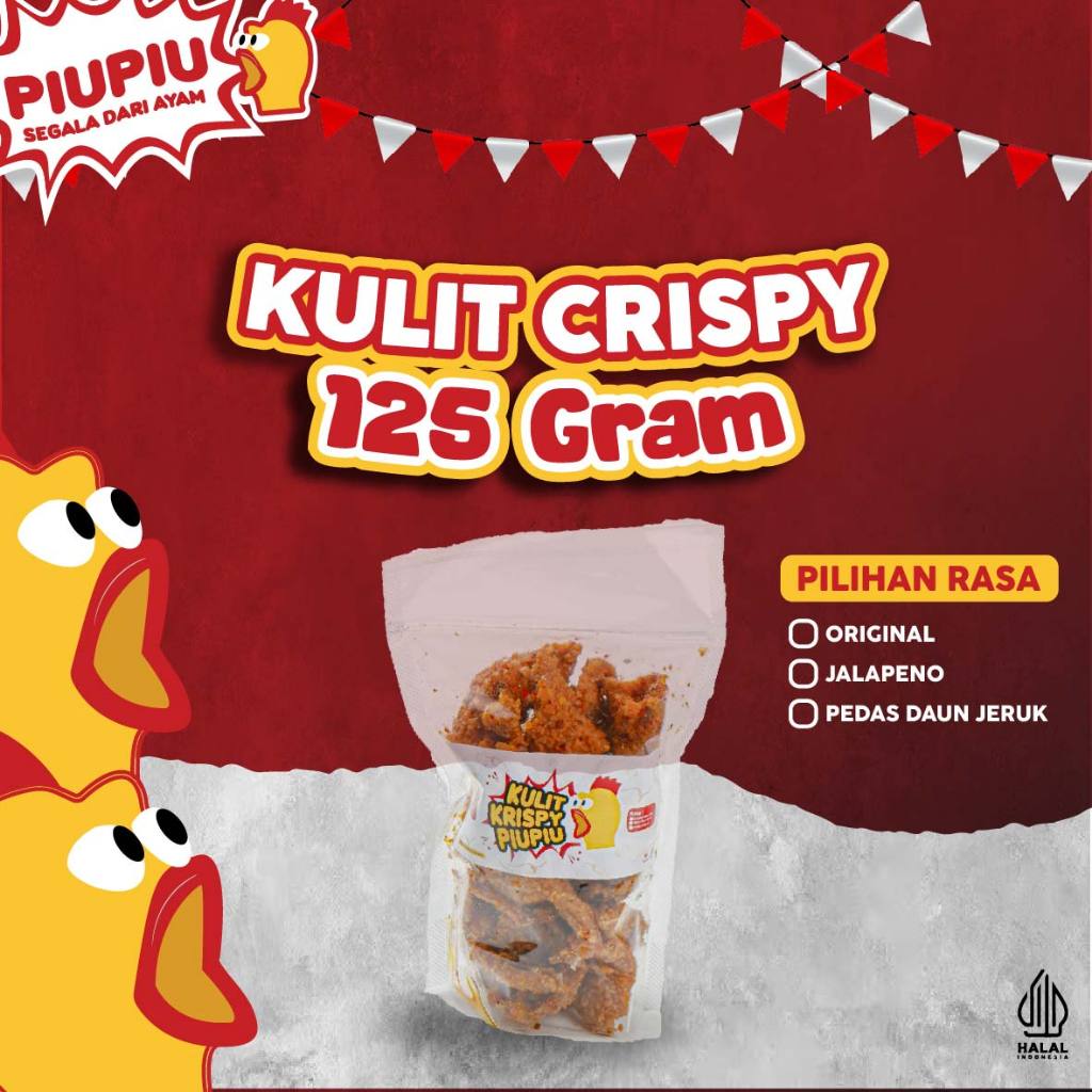 

Piu Piu - Kulit Ayam Crispy 125g Keripik Cemilan Rasa Original / Pedas Daun Jeruk / Jalapeno