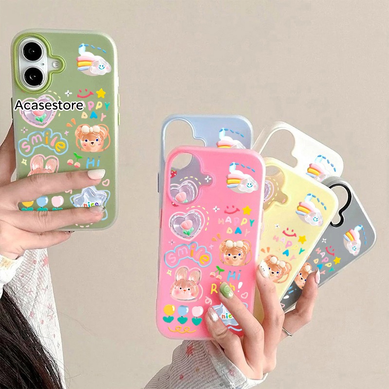 ACASESTORE Jelly Color 2 in 1 Case - With 3D Timbul cute karakter Compatible for iPhone X XR XS MAX 
