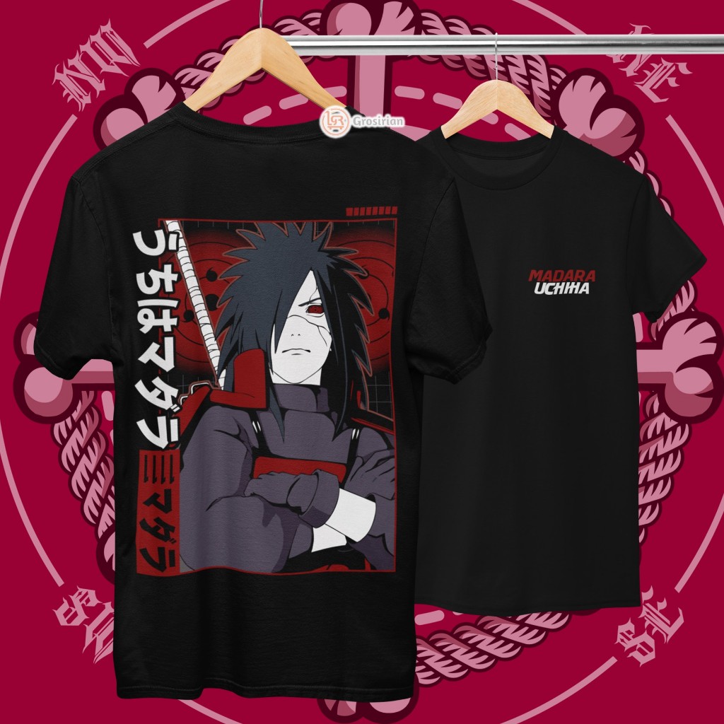 KAOS UCHIHA MADARA - KAOS BAJU UCHIHA MADARA ANIME NARUTO, KAOS SABLON, SABLON DTF