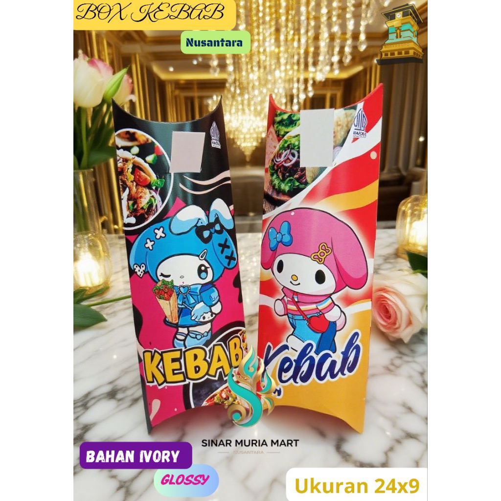 

(Full Color Ivory) Box Kotak kebab Delicious, Bungkus Kemasan Kebab Besar isi 100 pcs