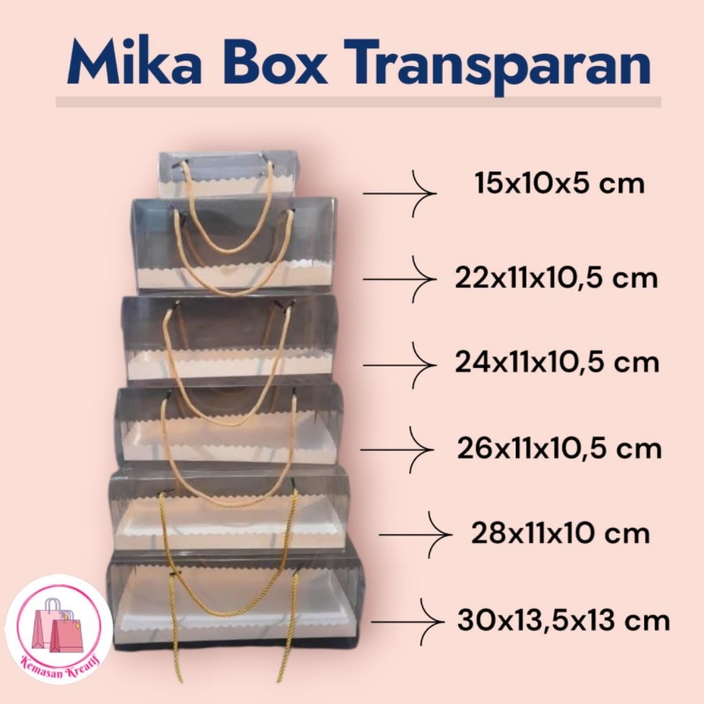 

(min 5 pcs)Box Mika Roll Cake/Kotak Mika/Box Transparan Tali Gold