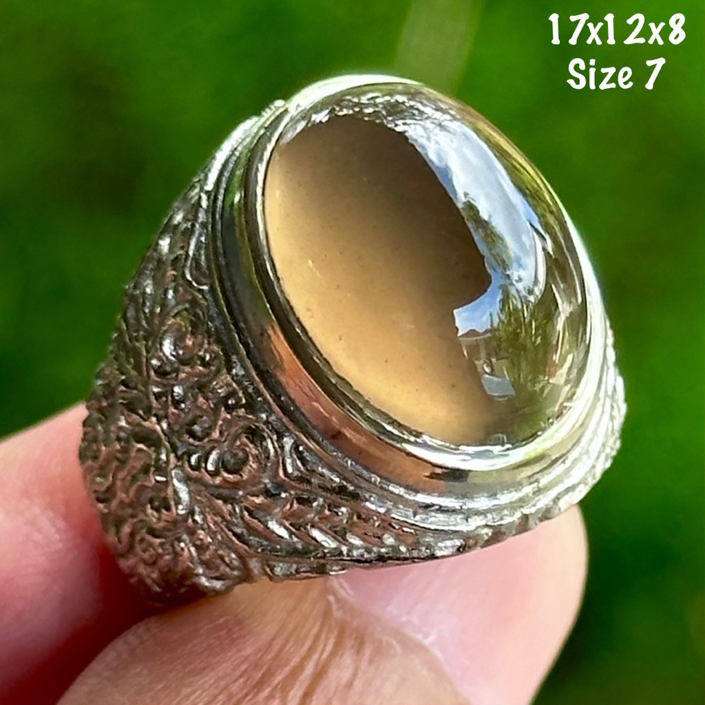 Cincin Batu Akik Natural Kecubung Asap Giwang (asli alam)