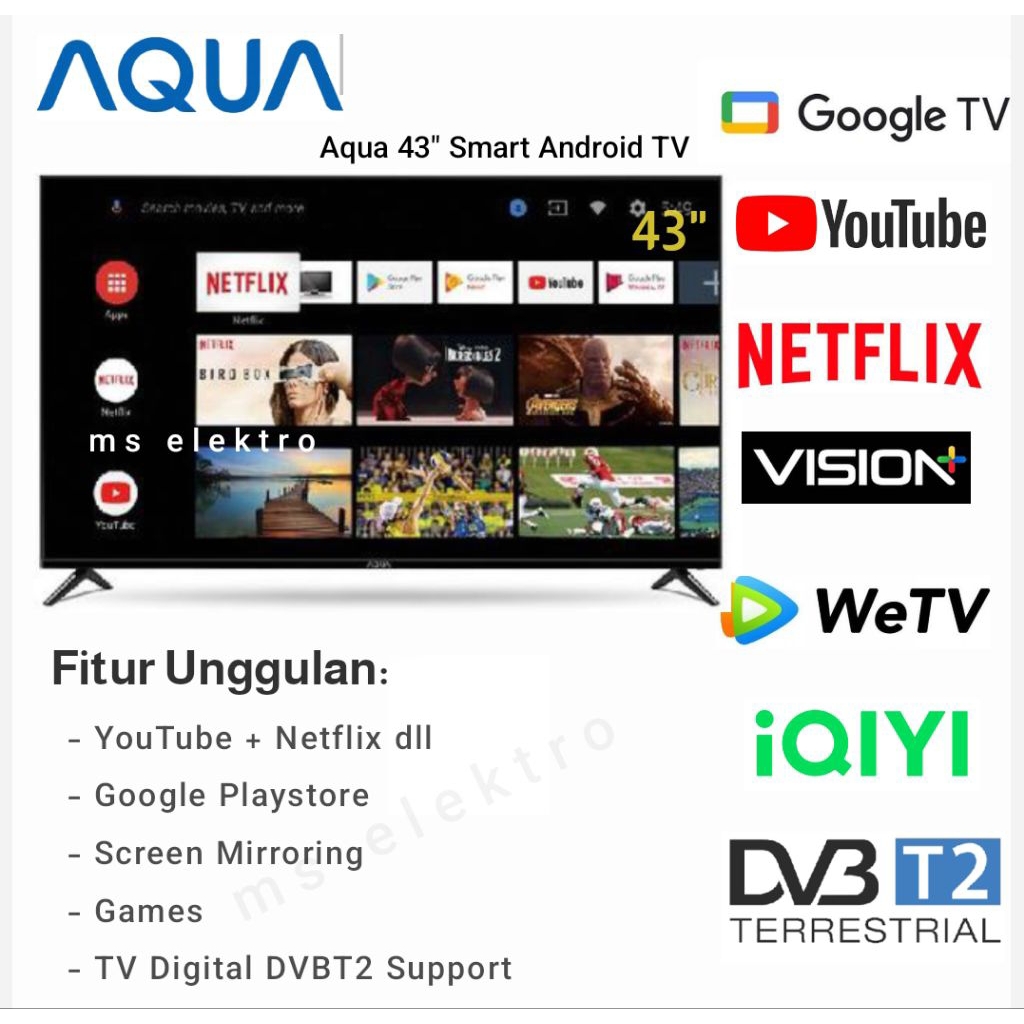 TV LED Aqua 43 inch Smart Android TV