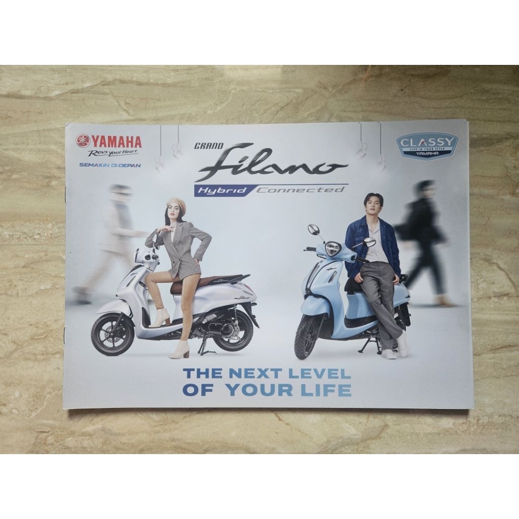 brosur katalog motor yamaha grand filano hybrid connected 2023 booklet buku