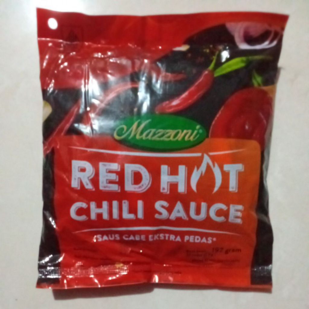 

Saus Sambal Mazzoni Red Hot sachet 8 gram isi 24 sachet stik fried chicken