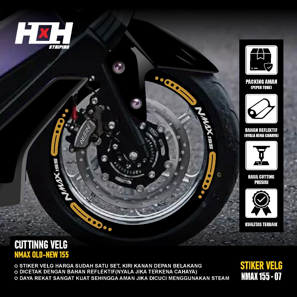 (COD) Cutting Sticker Velg yamaha Nmax 155 turbo connected Stiker Lis Variasi Ban velk nyala 07