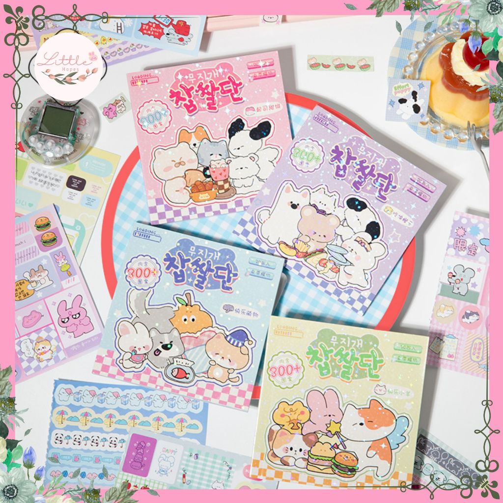 

Sticker Book 300+ Korean Style Rainbow Rice Series Cartoon Vibes Scrapbook Cute Deco