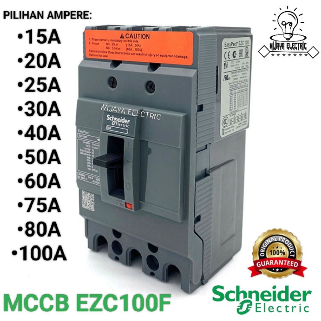 Schneider Breaker Mccb 3p 15A EZC100F3015 / 20A EZC100F3020 / 25A EZC100F3025 /30A EZC100F3030 / 40A