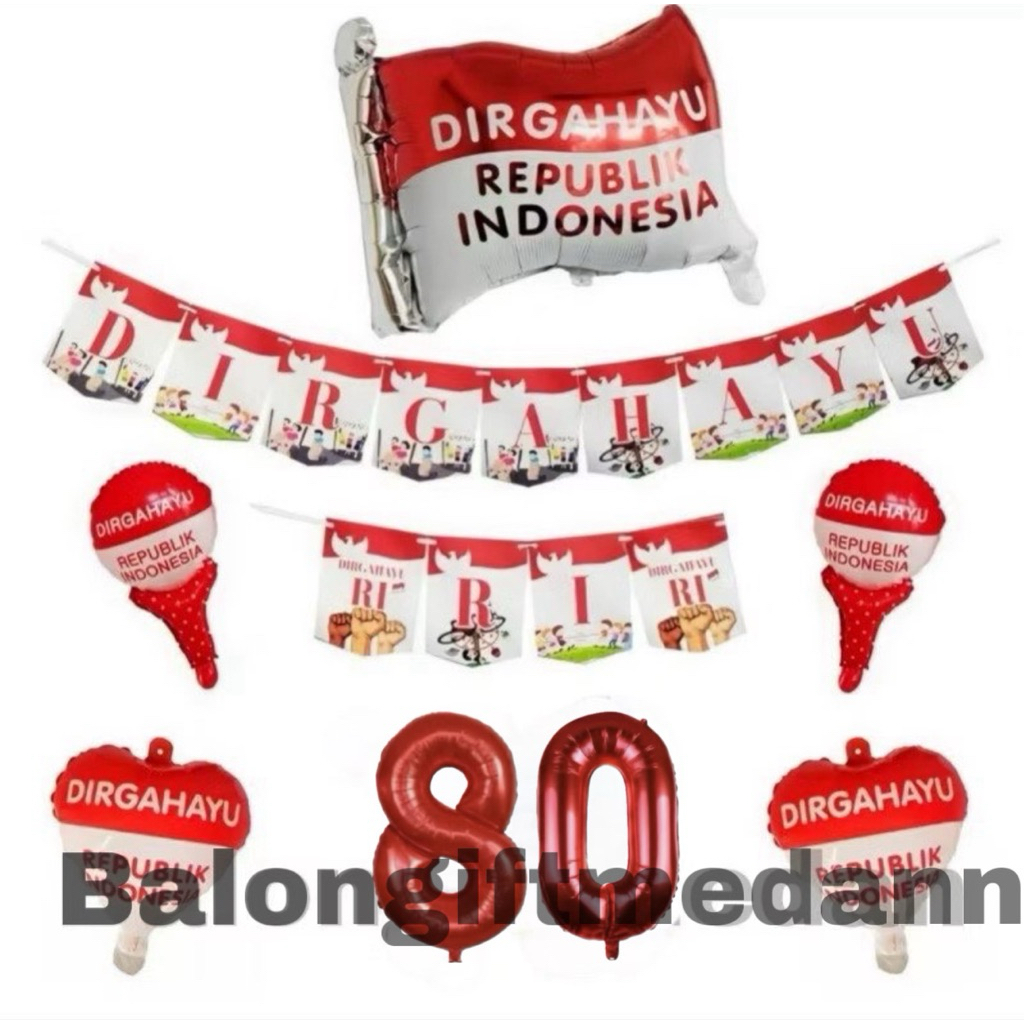 PAKET DEKOR MERAH PUTIH 17 AGUSTUS BENDERA PENTUNGAN SIMPLE
