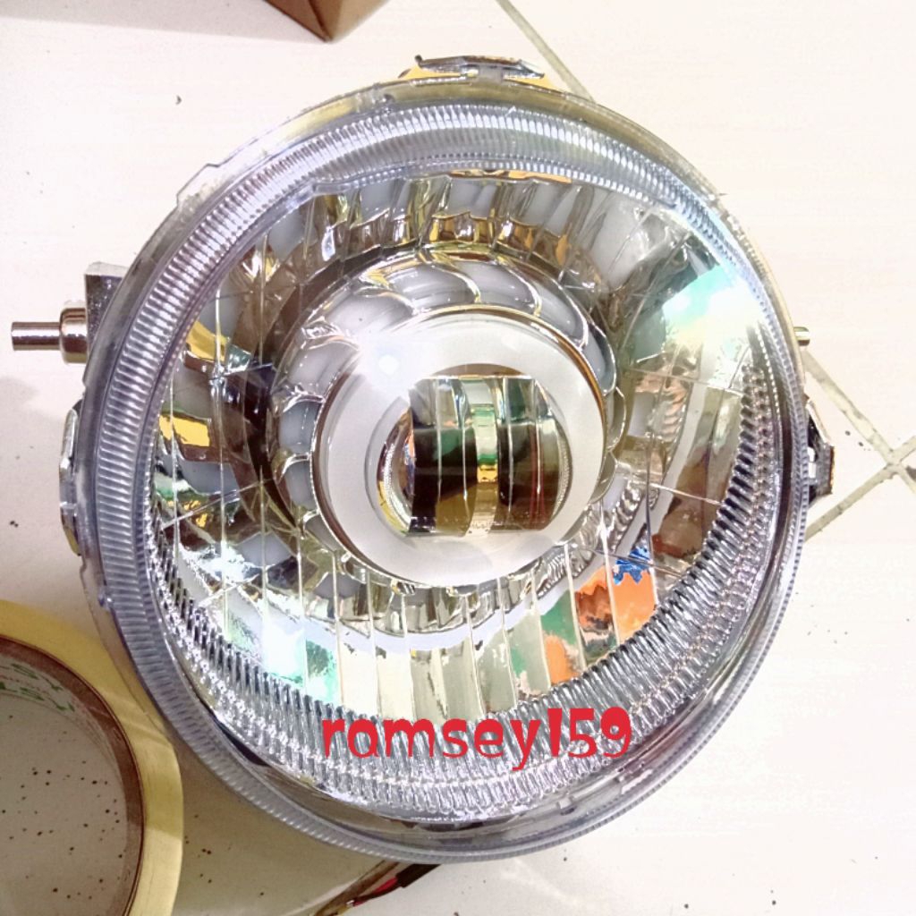 reflektor lampu depan x ride old plus projie daymaker 3,5 inc lampu depan yamaha X-Ride 110 plus day