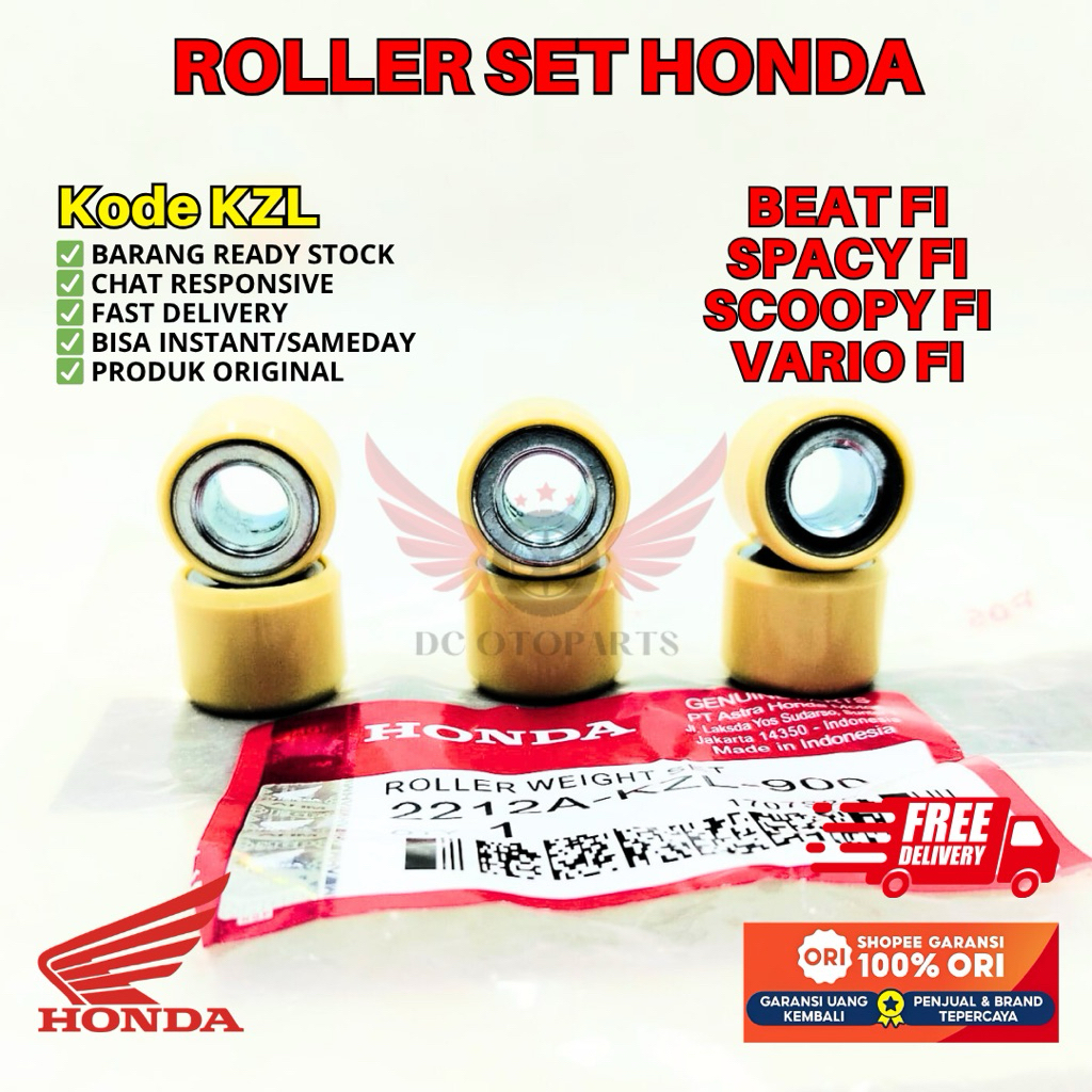KZL ROLLER SET BEAT FI ORIGINAL AHM HONDA, ROLLER ORIGINAL HONDA BEAT FI, ROLLER SET HONDA SPACY FI,