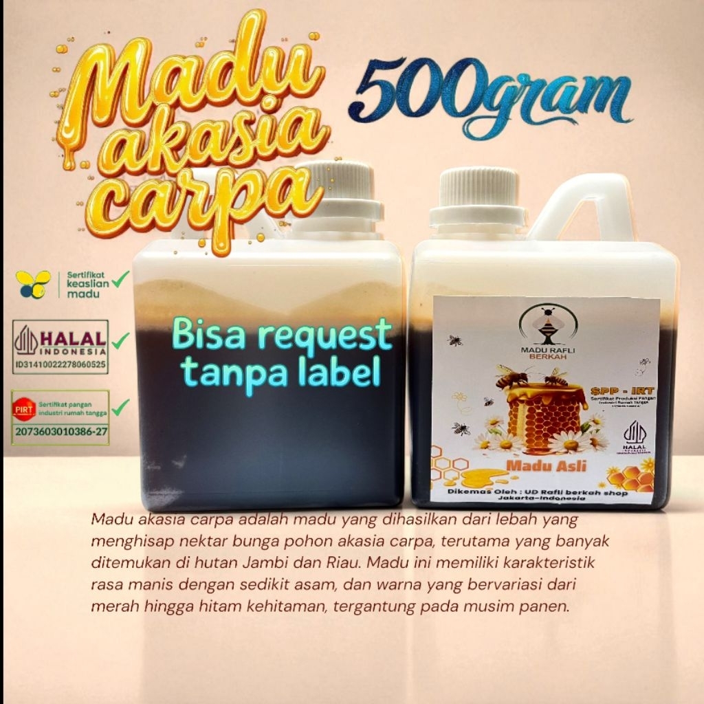 

madu akasia carpa isi 500 gram asli nektar bunga akasia carpa tanpa campuran