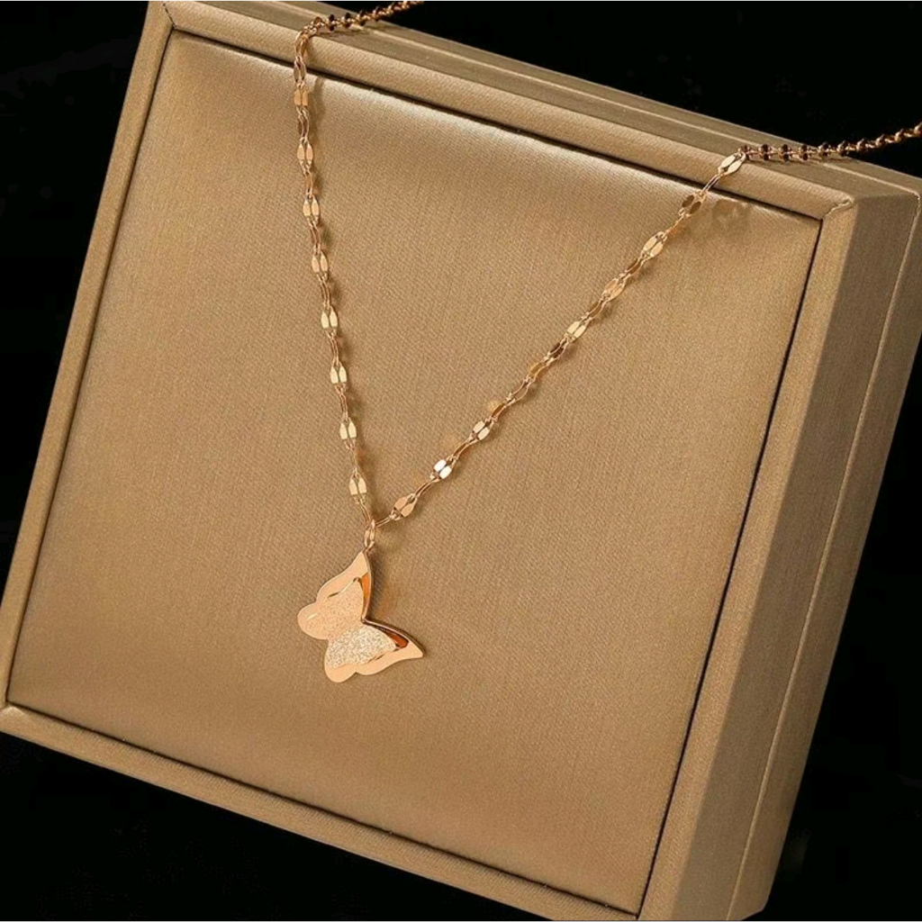 K280 Kalung Titanium Premium Wanita Lapis Emas 18 KGP