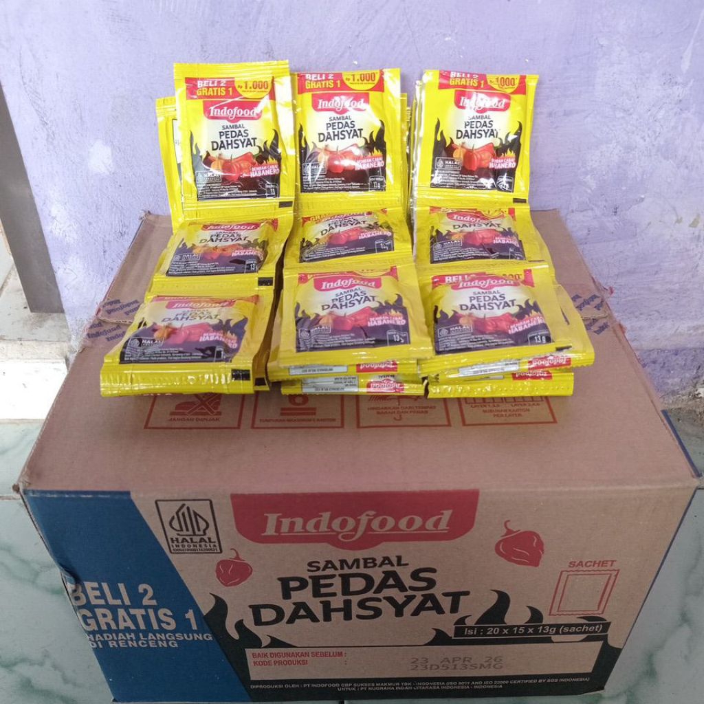 

1 dus sambal indofood sachet cabai habanero