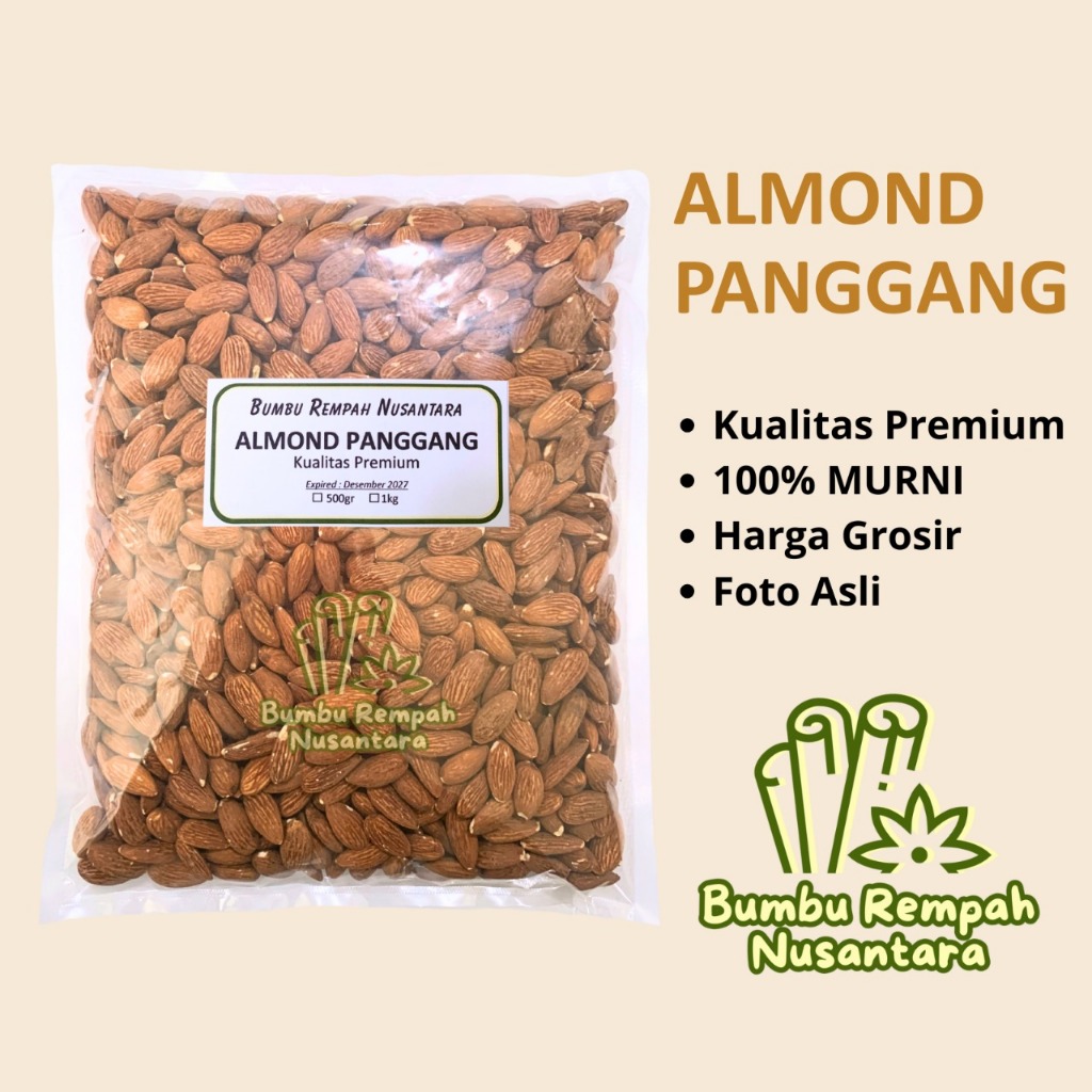 

Almond panggang 500g 1kg - Rempah Asli Murni | BUMBU REMPAH NUSANTARA | Bumbu Dapur Nusantara Grosir Murah