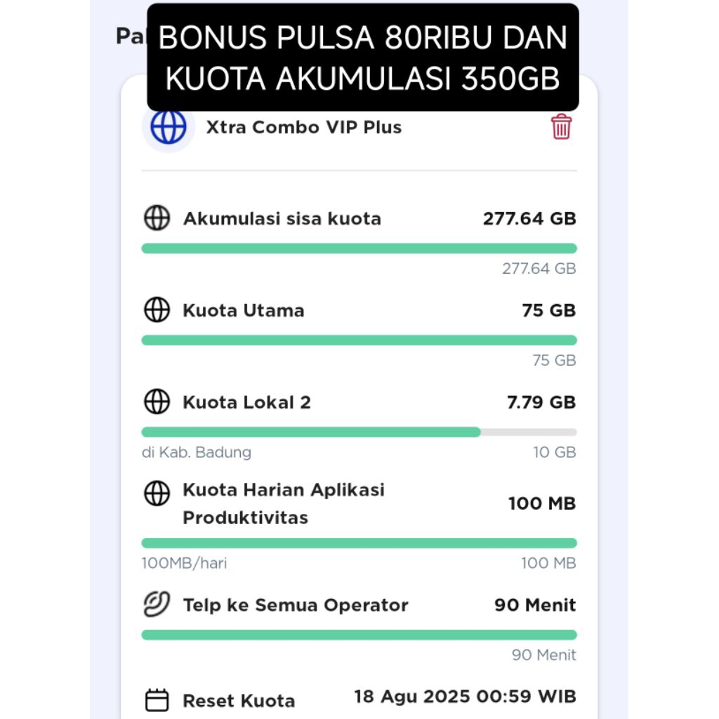 Kartu XL Combo VIP Plus Diskon 90%