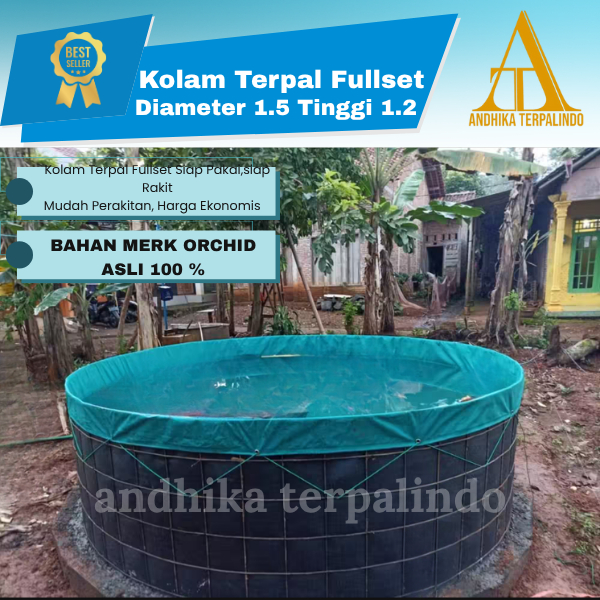 KOLAM TERPAL FULLSET D1.5T1.2/KOLAM IKAN FULLSET D1.5T1.2/KOLAM TERPAL BIOFLOK D1.5T1.2
