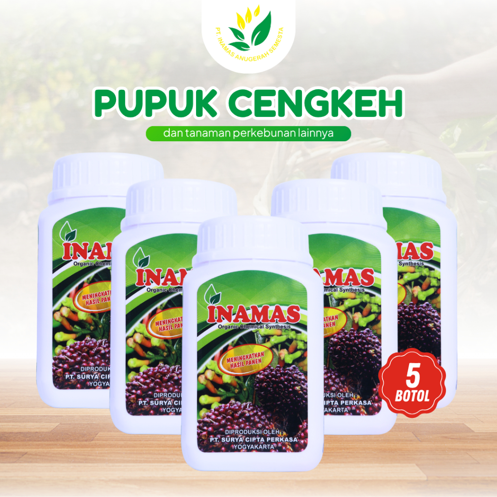 INAMAS 5 Botol 350gr Pupuk Organik Penyubur Tanaman Perkebunan Teh Cengkeh Nilam Vanili