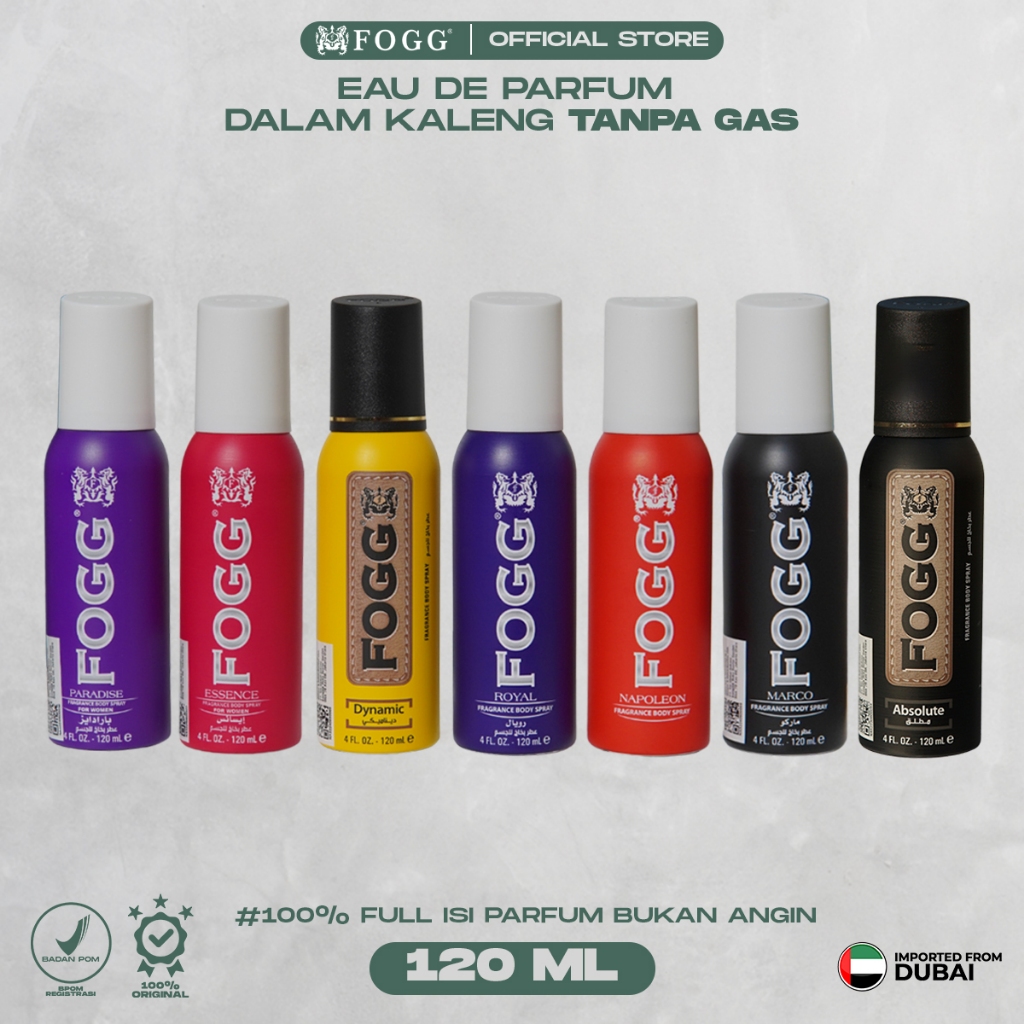 Fogg Perfume Body Spray Reguler 120ml Parfum Badan Pria Laki-laki Wangi Marco Napoleon Royal Dynamic
