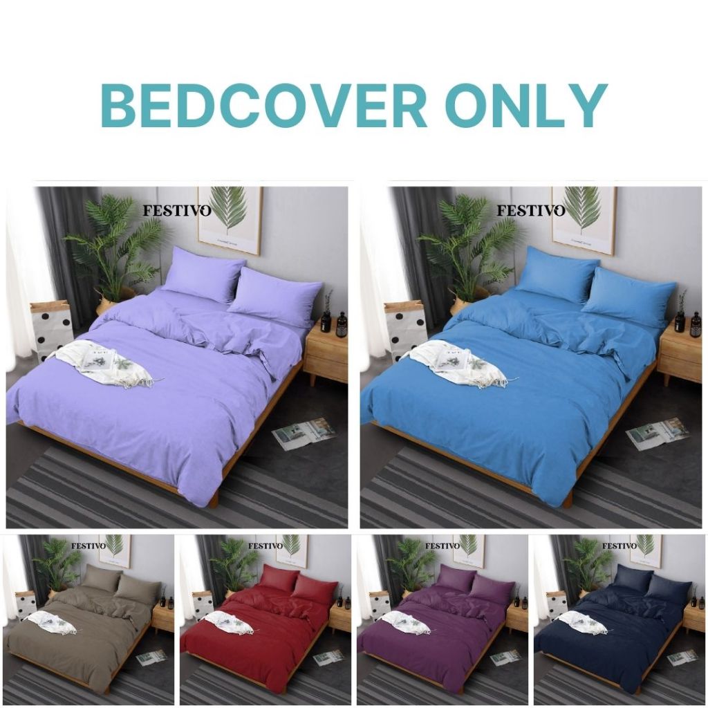 Bedcover Only Polos Ukuran 120x220 160x200 210x230 Warna Aesthetic Tinggi 20cm - Sandy Collection