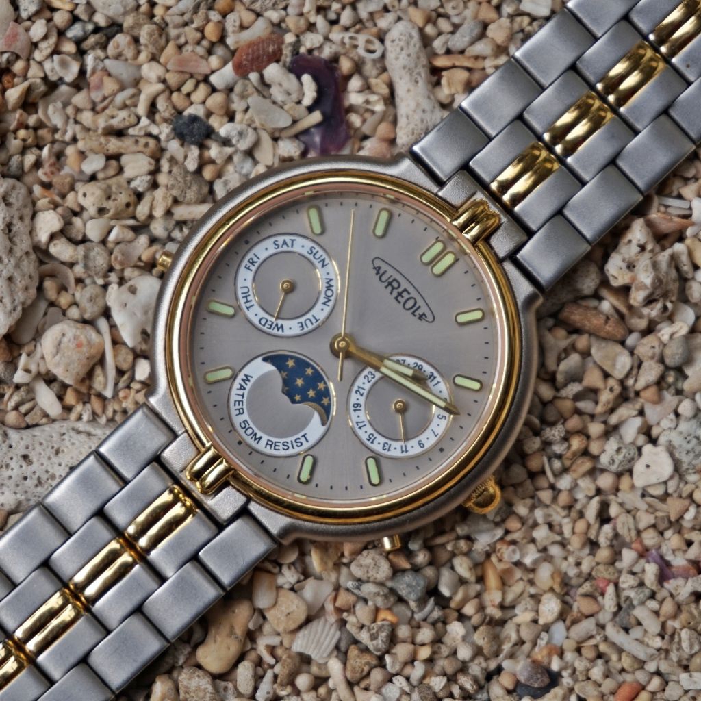 Jam tangan Moonphase Aureole Swiss Second unisex