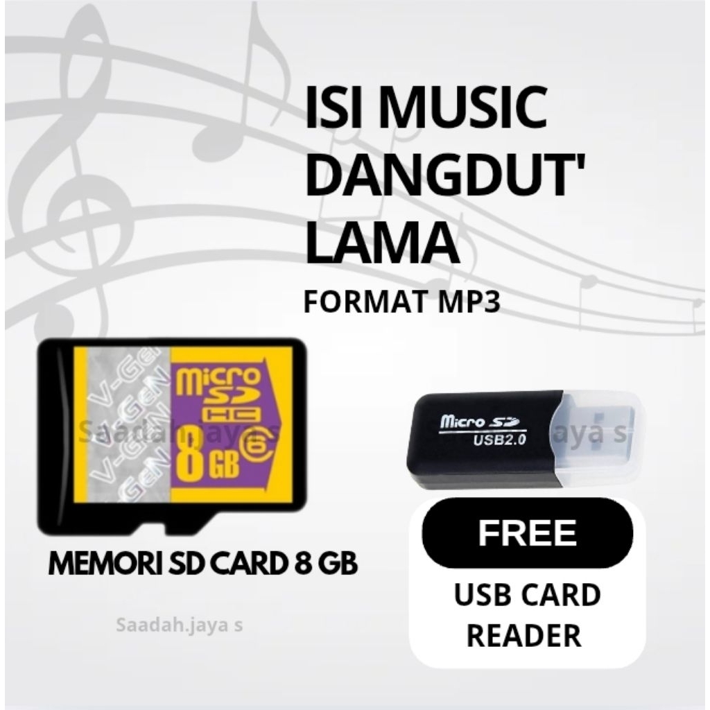 DANGDUT LAMA mp3, MEMORI SD CARD 8 GB+USB CARD READER
