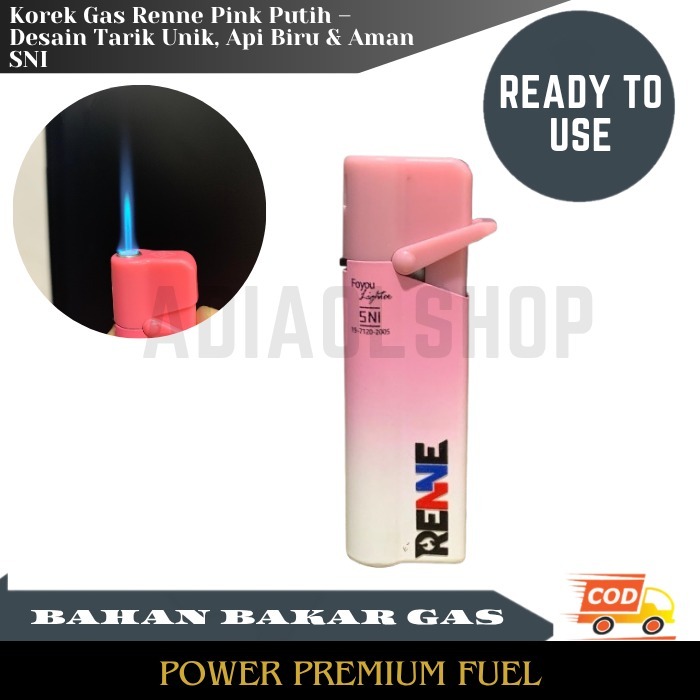 RENNE KOREK API GAS JET BLUE WARNA PINK PUTIH PREMIUM LIGHTER