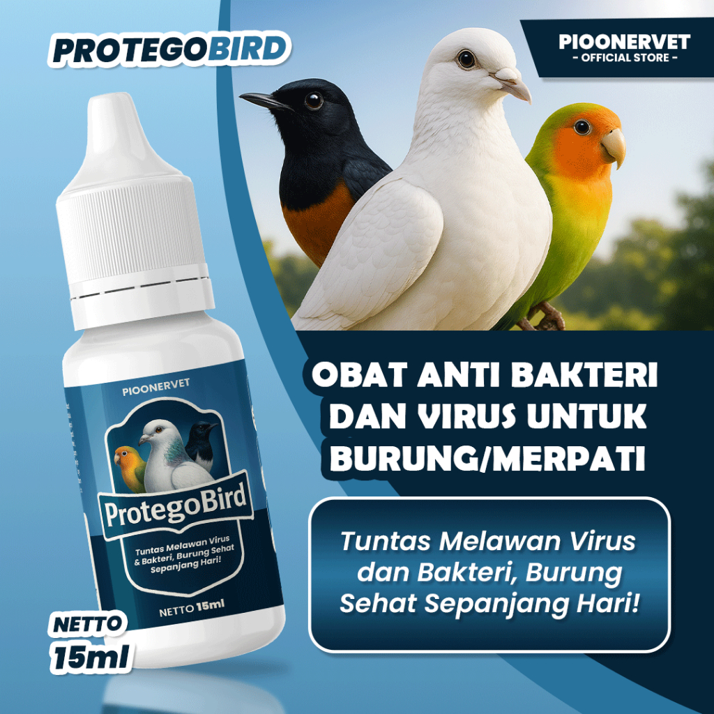 PIOONERVET - ProtegoBird Obat Bakteri dan Virus Burung/Merpati Tuntas Melawan Virus dan Bakteri Memb